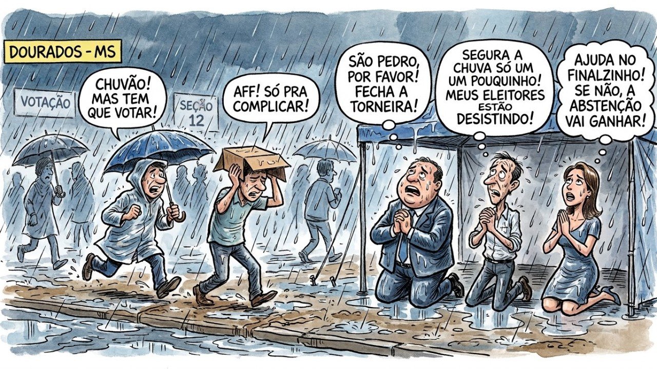 CHUVA FORTE E INDECISOS NO RADAR: DOMINGO CHUVOSO ASSUSTA CANDIDATOS COM RISCO DE ABSTENÇÃO 