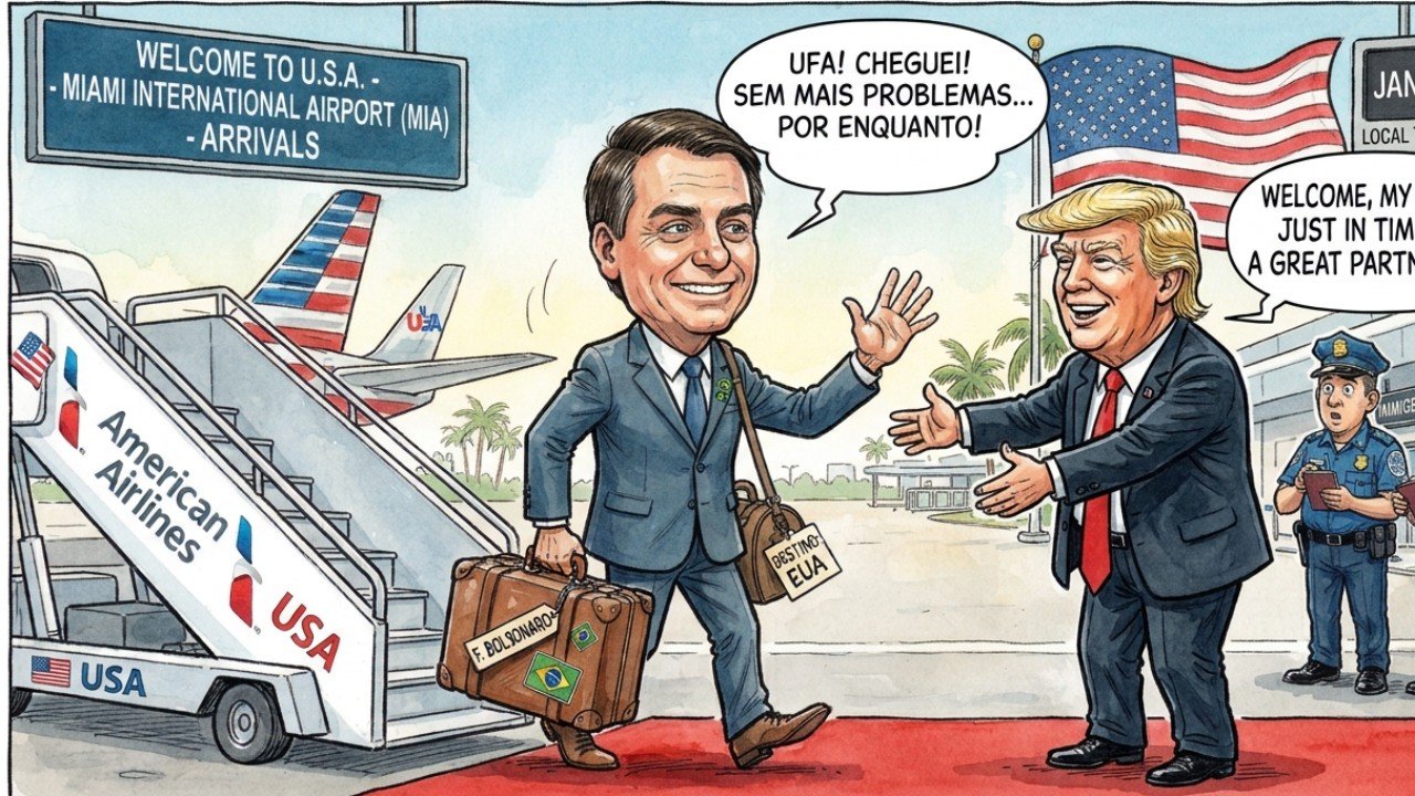 "DEU LINHA NA PIPA!" Flávio Bolsonaro fura cerco do STF, foge pela Argentina e chega aos EUA para pedir asilo político  